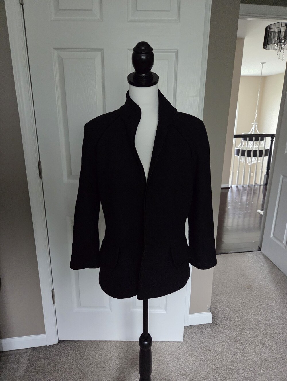 St John Knit Blazer With Leather Piping On The Seams
